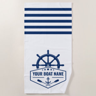 Serviette De Plage Voitures d'Ancres nautiques Roue Votre nom Marine