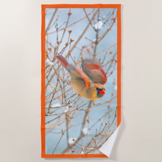 Serviette De Plage Vol Cardinal Nord - Photo originale (Devant)