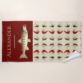 Serviette De Plage Voler Pêche Mouches Rustic Saumon Beach Towne (Devant)