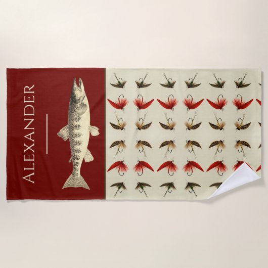 Serviette De Plage Voler Pêche Mouches Rustic Saumon Beach Towne (Devant)