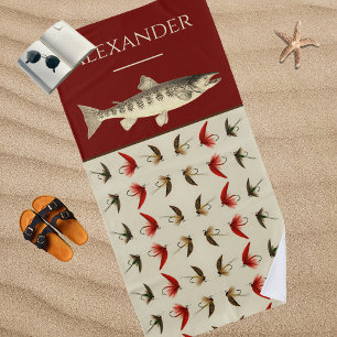 Serviette De Plage Voler Pêche Mouches Rustic Saumon Beach Towne