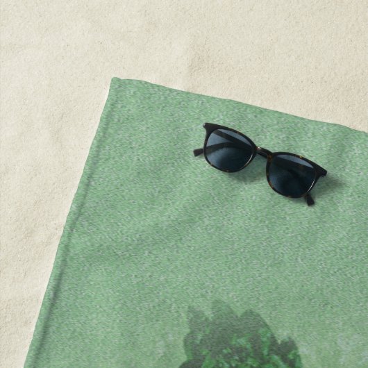 Serviette De Plage Voler Transparent Crow Arbres Noir Vert (En situation)