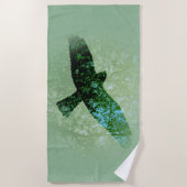 Serviette De Plage Voler Transparent Crow Arbres Noir Vert (Devant)