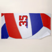 Serviette De Plage volley-ball bleu et blanc rouge personnalisé (Devant)