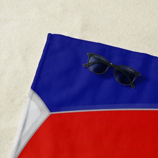 Serviette De Plage volley-ball bleu et blanc rouge personnalisé (En situation)