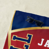 Serviette De Plage Volley-ball en Marine, Rouge et Blanc (En situation)