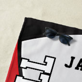 Serviette De Plage Volley-ball en rouge, noir et blanc (En situation)