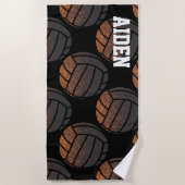 Serviette De Plage Volley-ball orange et noir (Devant)
