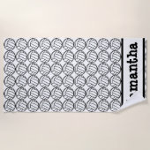 Serviette De Plage Volley-ball personnalisé noir (Devant)