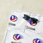 Serviette De Plage Volley-ball rouge, blanc et bleu (En situation)