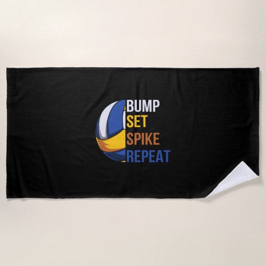 Serviette De Plage Volleyball Player | Set Spike Repeat (Devant)