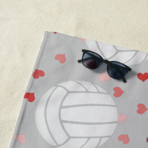 Serviette De Plage volleyballs et motif de coeur personnalisé