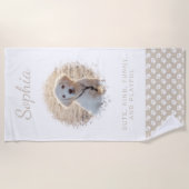 Serviette De Plage Votre animal de compagnie photo & pattes blanches  (Devant)