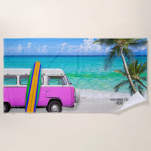 Votre entreprise Logo Beach Pink Van & Surboard