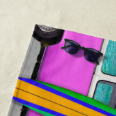 Serviette De Plage Votre entreprise Logo Beach Pink Van & Surboard (En situation)