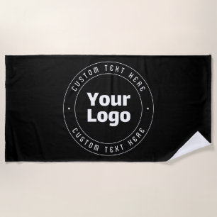 Serviette De Plage Votre logo et votre Modèle de texte modifiable   N