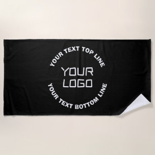 Serviette De Plage Votre logo ou image et texte modifiable Noir & B