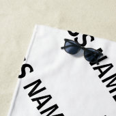 Serviette De Plage Votre Motif de nom d'entreprise | Noir et blanc (En situation)