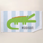 Serviette De Plage Votre nom | À l'alligator de plage (Devant)