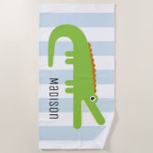 Serviette De Plage Votre nom | À l'alligator de plage (Devant)