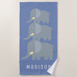 Serviette De Plage Votre nom | At the Beach Elephants