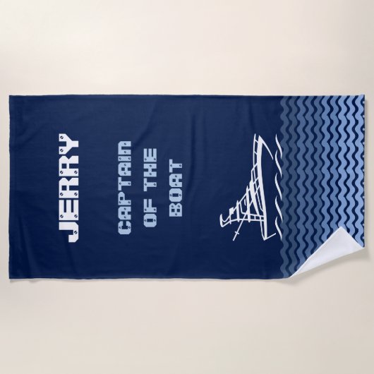 Serviette De Plage (Votre nom) Capitaine du bateau (Devant)
