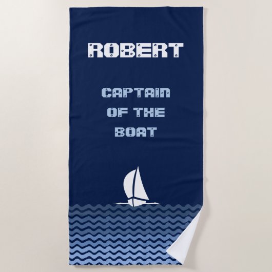 Serviette De Plage (Votre nom) Capitaine du bateau (Devant)