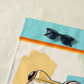 Serviette De Plage Votre nom Grenouille Turquoise Art (En situation)