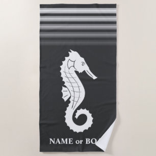 Serviette De Plage Votre nom ou bateau Navire de mer Gris Blancs
