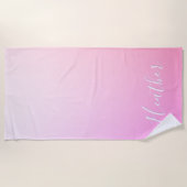 Serviette De Plage Votre nom ou mot | Pink Ombre Gradation (Devant)
