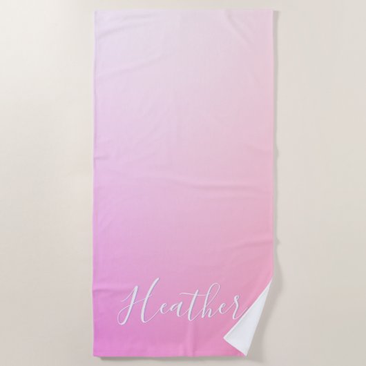 Serviette De Plage Votre nom ou mot | Pink Ombre Gradation (Devant)