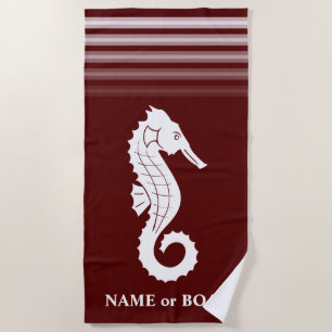 Serviette De Plage Votre nom ou Rose de mer Red White
