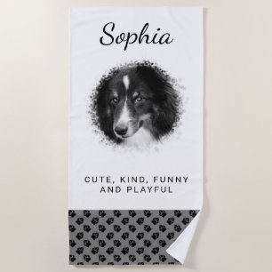 Serviette De Plage Votre photo d'animal de compagnie & empreintes de 