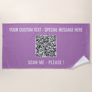 Serviette De Plage Votre QR Code Scan Info Custom Text Beach Towne