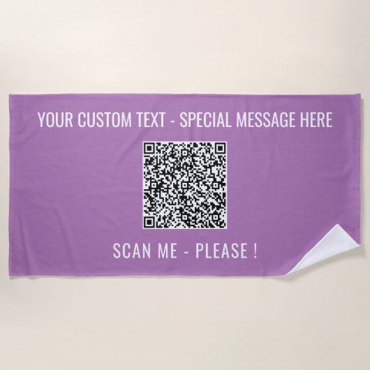 Serviette De Plage Votre QR Code Scan Info Custom Text Beach Towne (Devant)