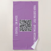 Serviette De Plage Votre QR Code Scan Info Custom Text Beach Towne (Devant)