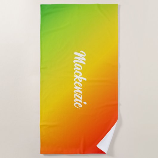 Serviette De Plage VotreNom en texte blanc sur couleur tropicale (Devant)