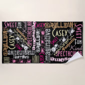 Serviette De Plage Vous êtes génial Noms Personnalisés Mots Pink Blac (Devant)