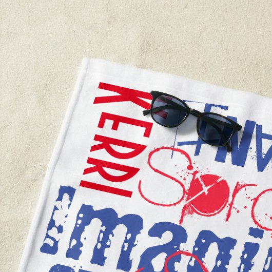 Serviette De Plage Vous êtes rouge, blanc et bleu personnalisés (En situation)