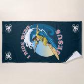 Serviette De Plage Voyage avec Jésus | L'illustration de Surfing Jesu (Devant)