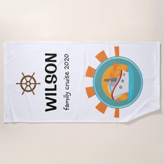 Serviette De Plage Voyage de croisière en famille Keepsaké (Devant)