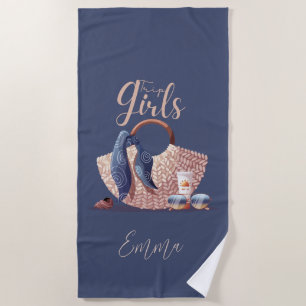 Serviette De Plage Voyage de filles modernes et girly monogramme