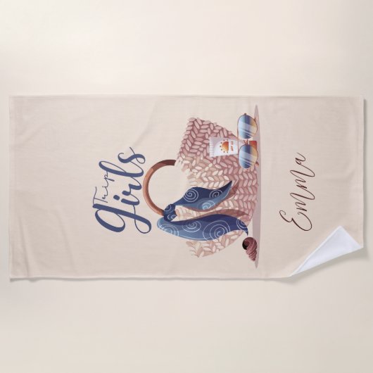 Serviette De Plage Voyage de filles Monogramme  (Devant)