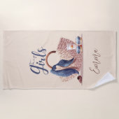 Serviette De Plage Voyage entre filles Monogramme  (Devant)