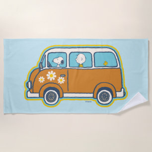 Serviette De Plage Voyage sur route   Peanuts Road Trip Van
