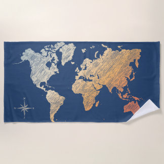 Serviette De Plage Voyageur du monde élégant (plus carte, lumière rét