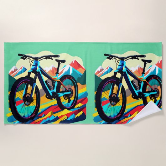 Serviette De Plage VTT Art VTT Downhill (Devant)