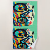 Serviette De Plage VTT Art VTT Downhill (Devant)