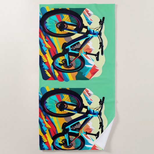 Serviette De Plage VTT Art VTT Downhill (Devant)