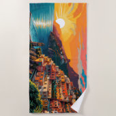 Serviette De Plage Vue de la côte amalfitaine Italie (Devant)